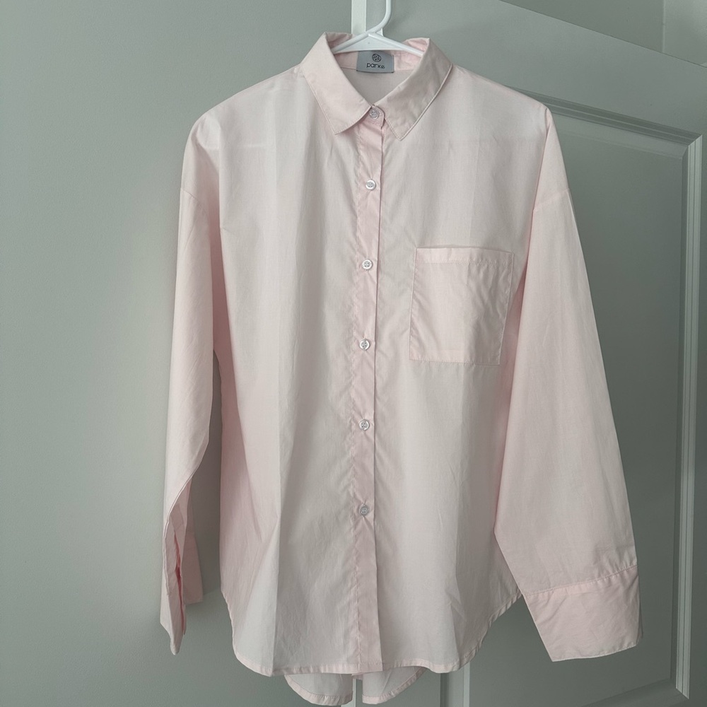 Parke Boyfriend Button Down Pink Small NWT Valentine’s Day